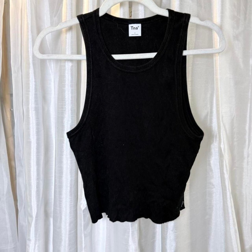 TNA black ribbed tank top in size S